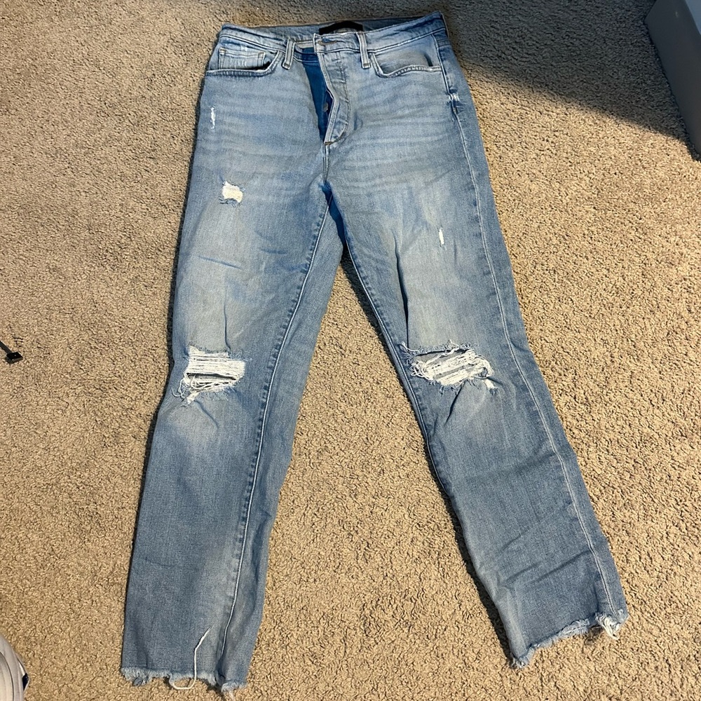 Joe's Jeans Light Blue Distressed Straight Leg Jeans